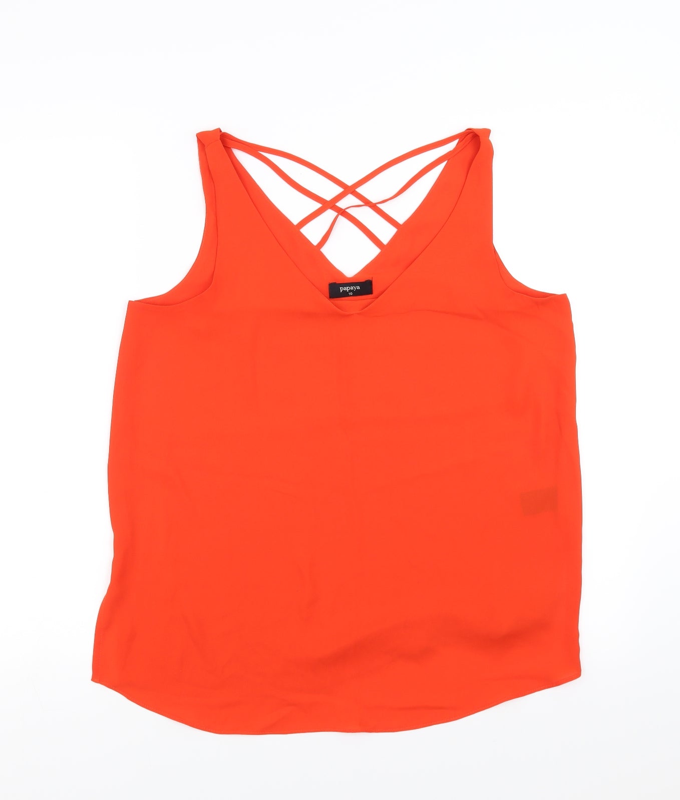 Womens UK Size 10 Papaya Orange Basic Blouse