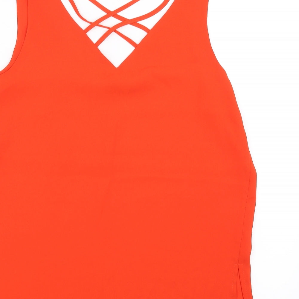 Womens UK Size 10 Papaya Orange Basic Blouse