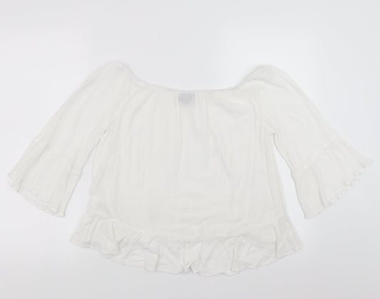 Womens UK Size 12 Topshop White Basic Blouse