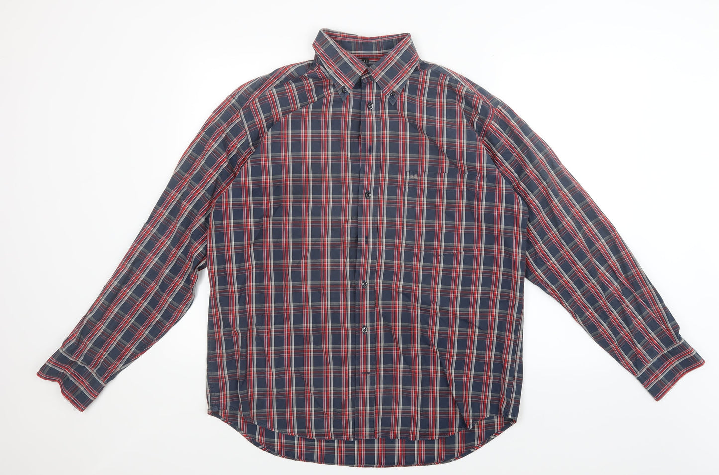 Saint Hilaire Mens Red Check   Button-Up Size L