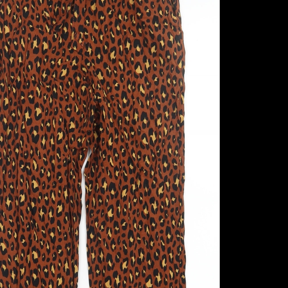 Primark Womens Brown Animal Print  Trousers  Size 12 L27 in
