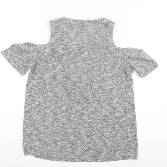 Womens UK Size 8 New Look Grey Basic T-Shirt