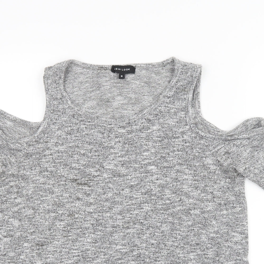 Womens UK Size 8 New Look Grey Basic T-Shirt