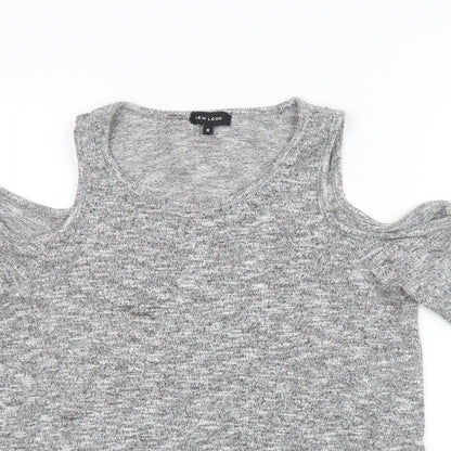 Womens UK Size 8 New Look Grey Basic T-Shirt