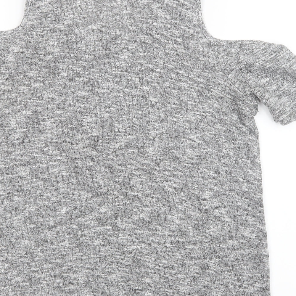 Womens UK Size 8 New Look Grey Basic T-Shirt