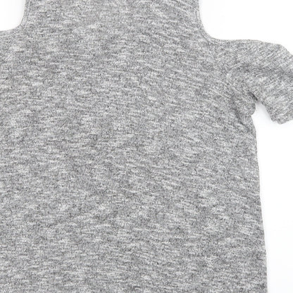 Womens UK Size 8 New Look Grey Basic T-Shirt