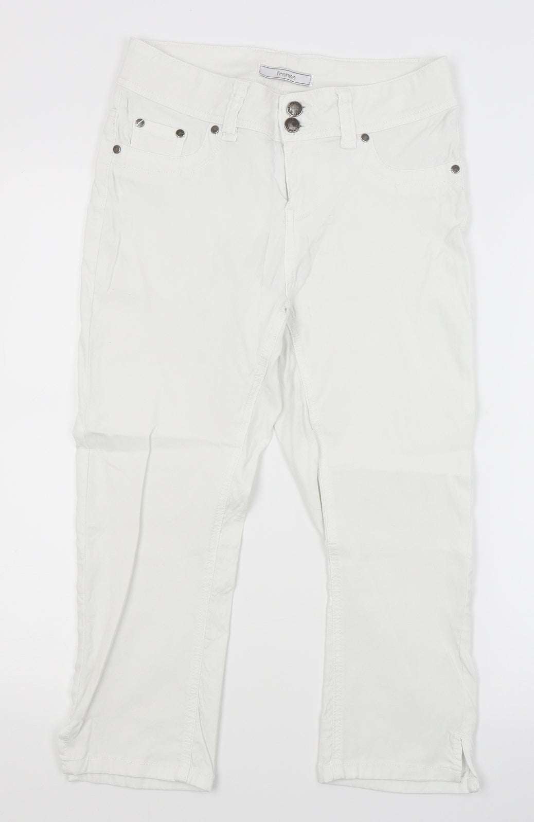 Fransa Womens White  Denim Cropped Jeans Size 10 L20 in