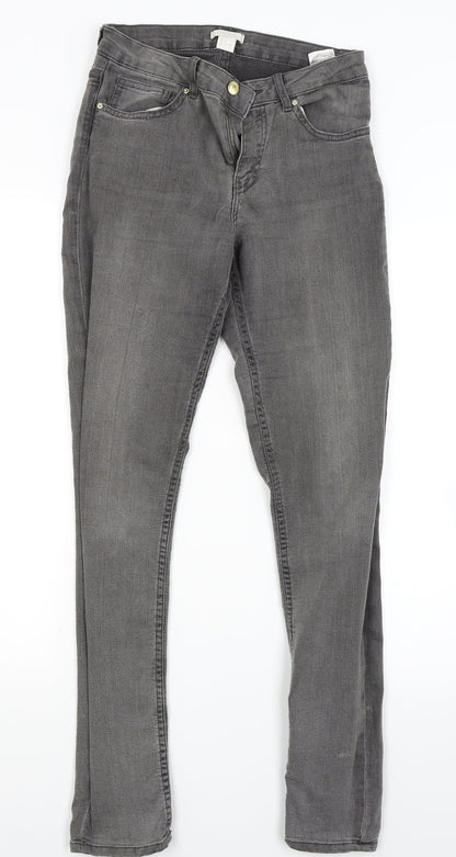 Womens UK Size 8 H&M Regular Fit Skinny Grey Jeans
