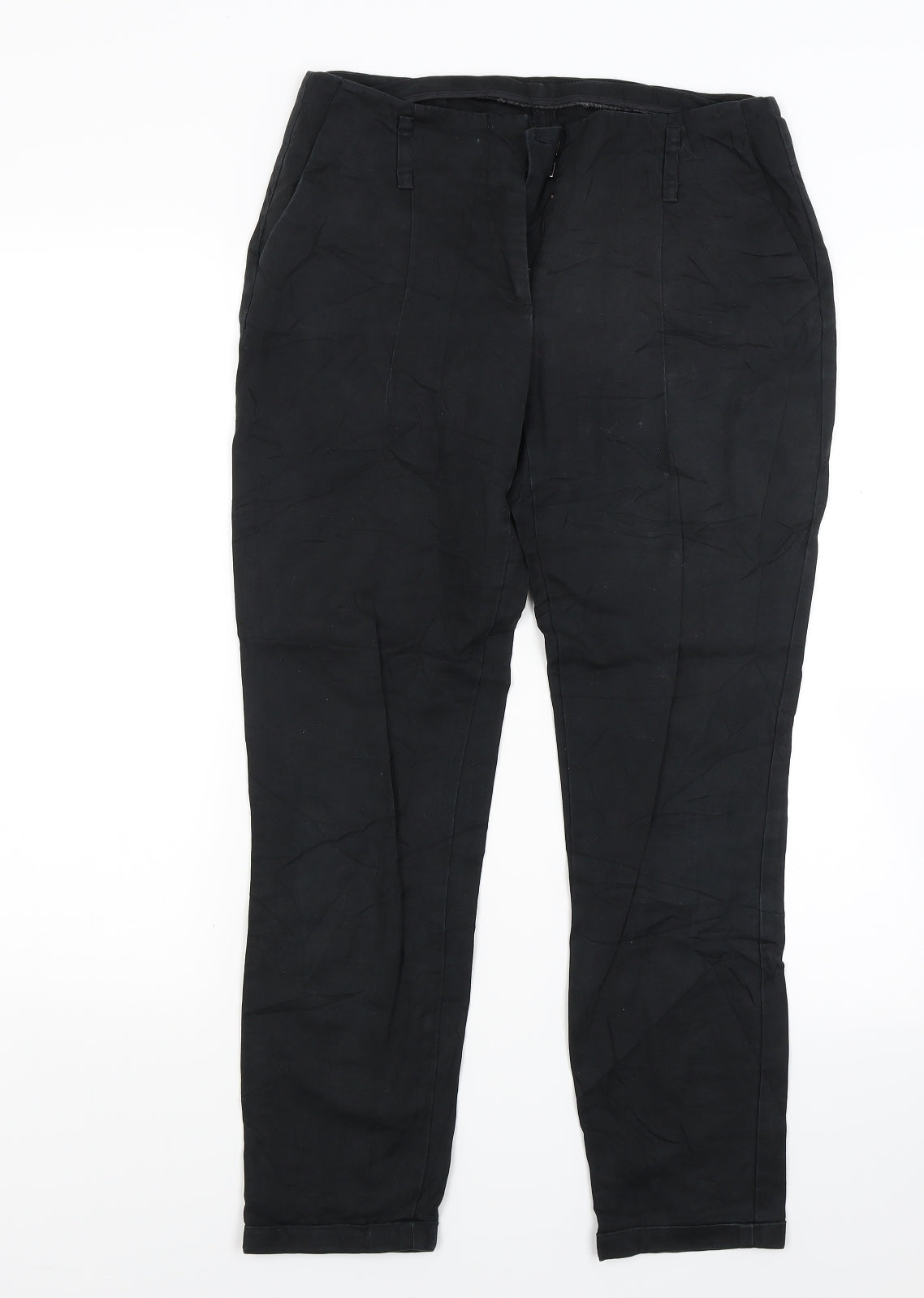 Womens UK Size 10 Preworn Regular Fit  Black Trousers
