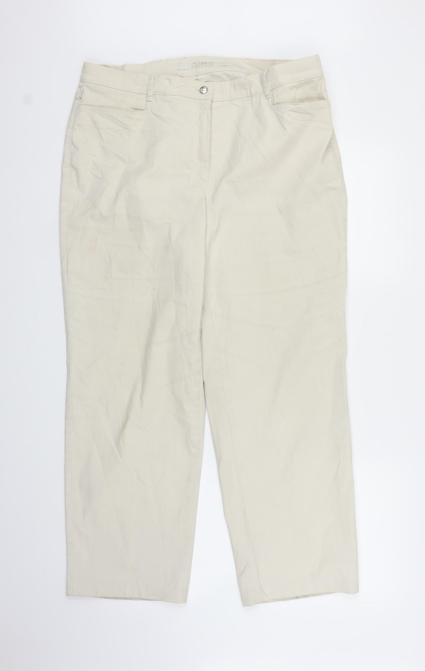 Womens UK Size M ZERRES Regular Fit Capri Beige Trousers