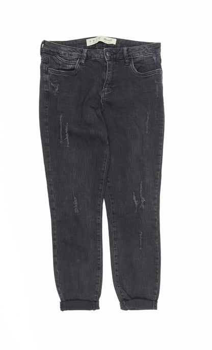 Denim Co Womens Black  Denim Cropped Jeans Size 10 L23 in