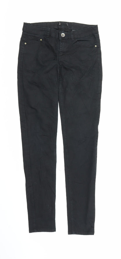 Womens UK Size S Preworn Regular Fit Skinny Black Jeans