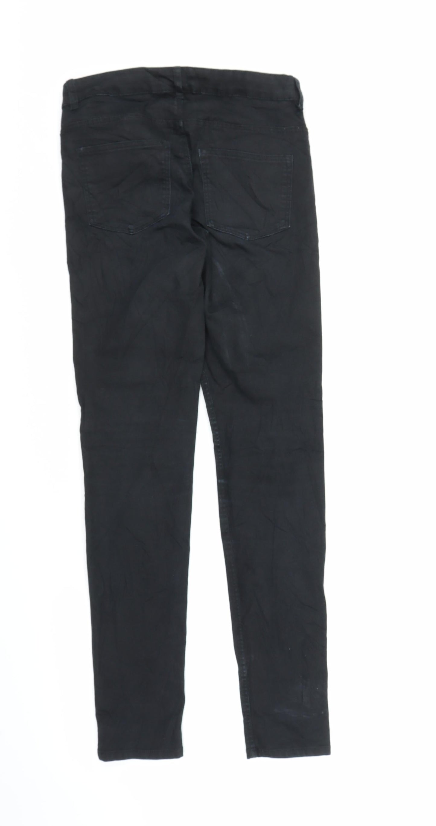 Womens UK Size S Preworn Regular Fit Skinny Black Jeans