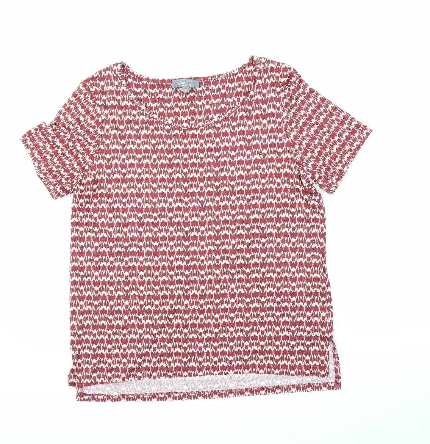 Womens UK Size 14 Principles Red Basic T-Shirt