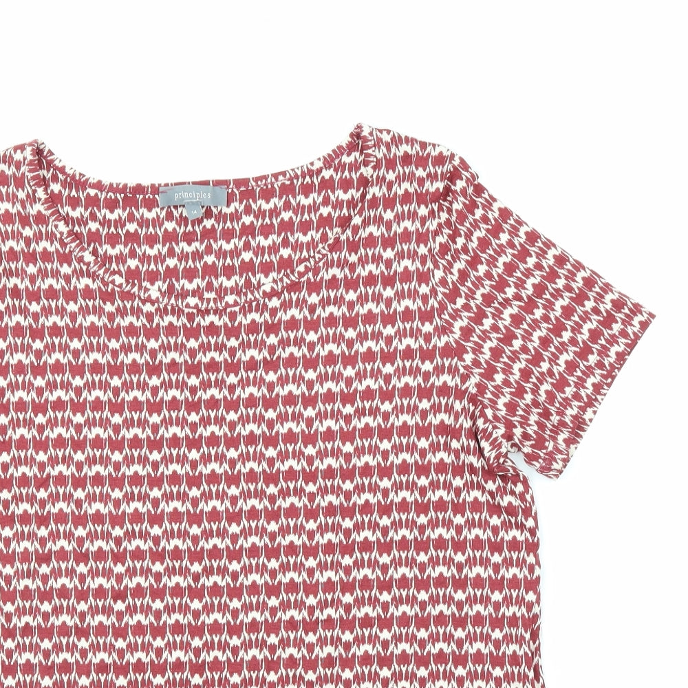 Womens UK Size 14 Principles Red Basic T-Shirt