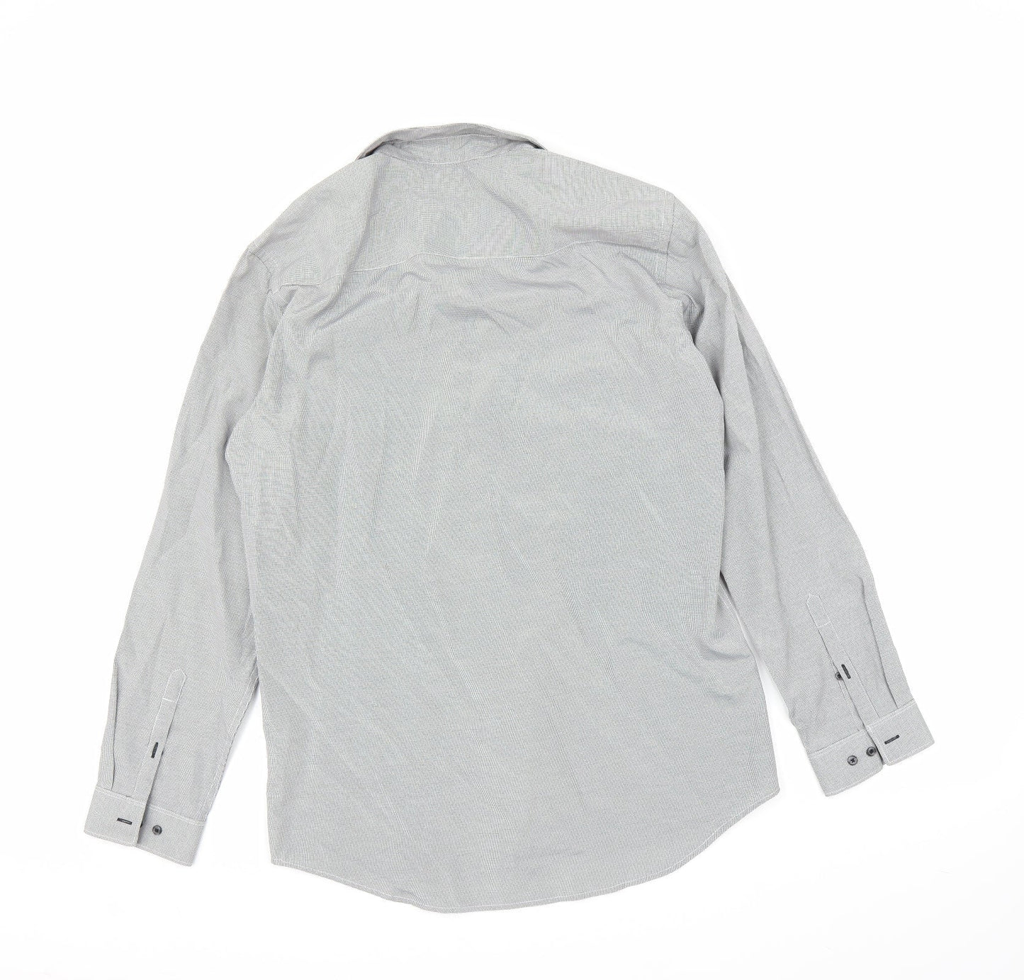 Mens UK Size 16 NEXT Grey  Button-Up Long Sleeve Casual Shirt