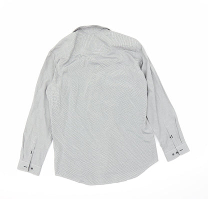 Mens UK Size 16 NEXT Grey  Button-Up Long Sleeve Casual Shirt