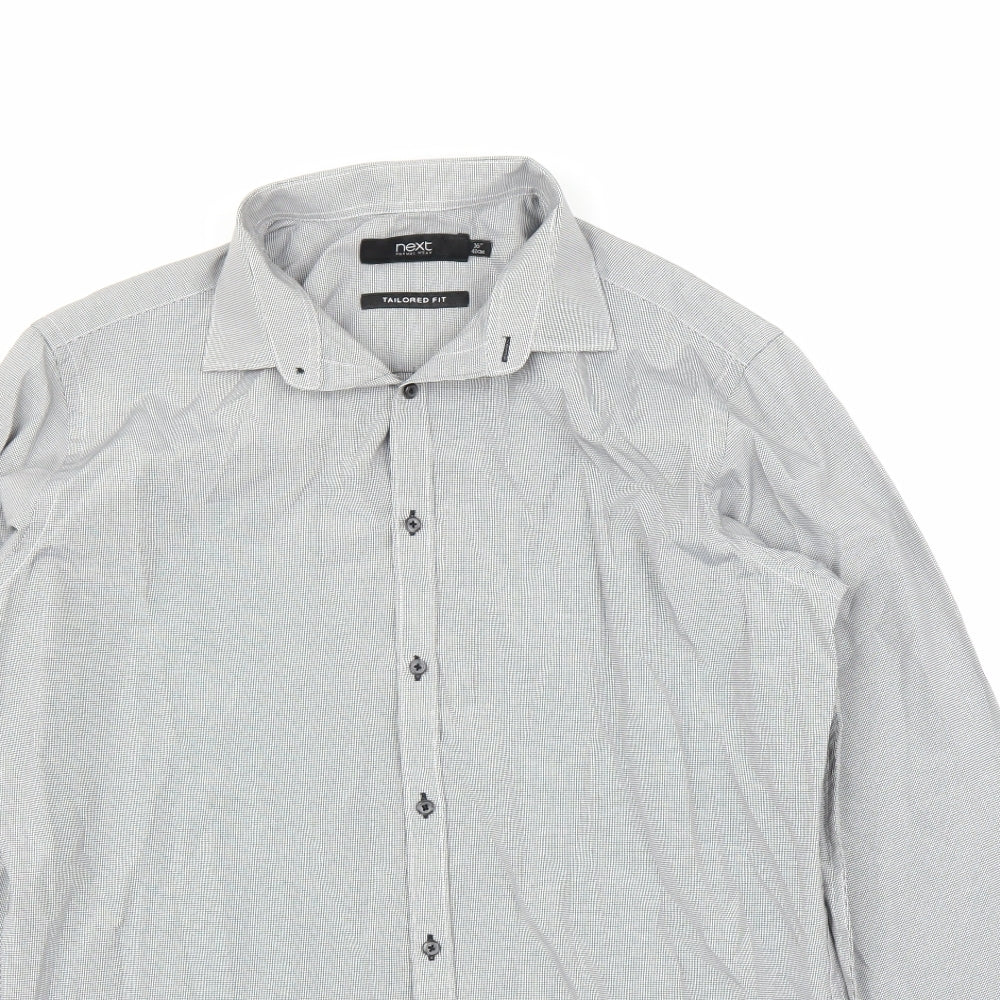 Mens UK Size 16 NEXT Grey  Button-Up Long Sleeve Casual Shirt