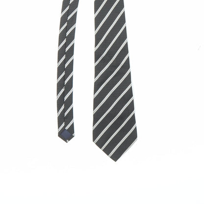 Preworn Mens Black Striped  Pointed Tie One Size