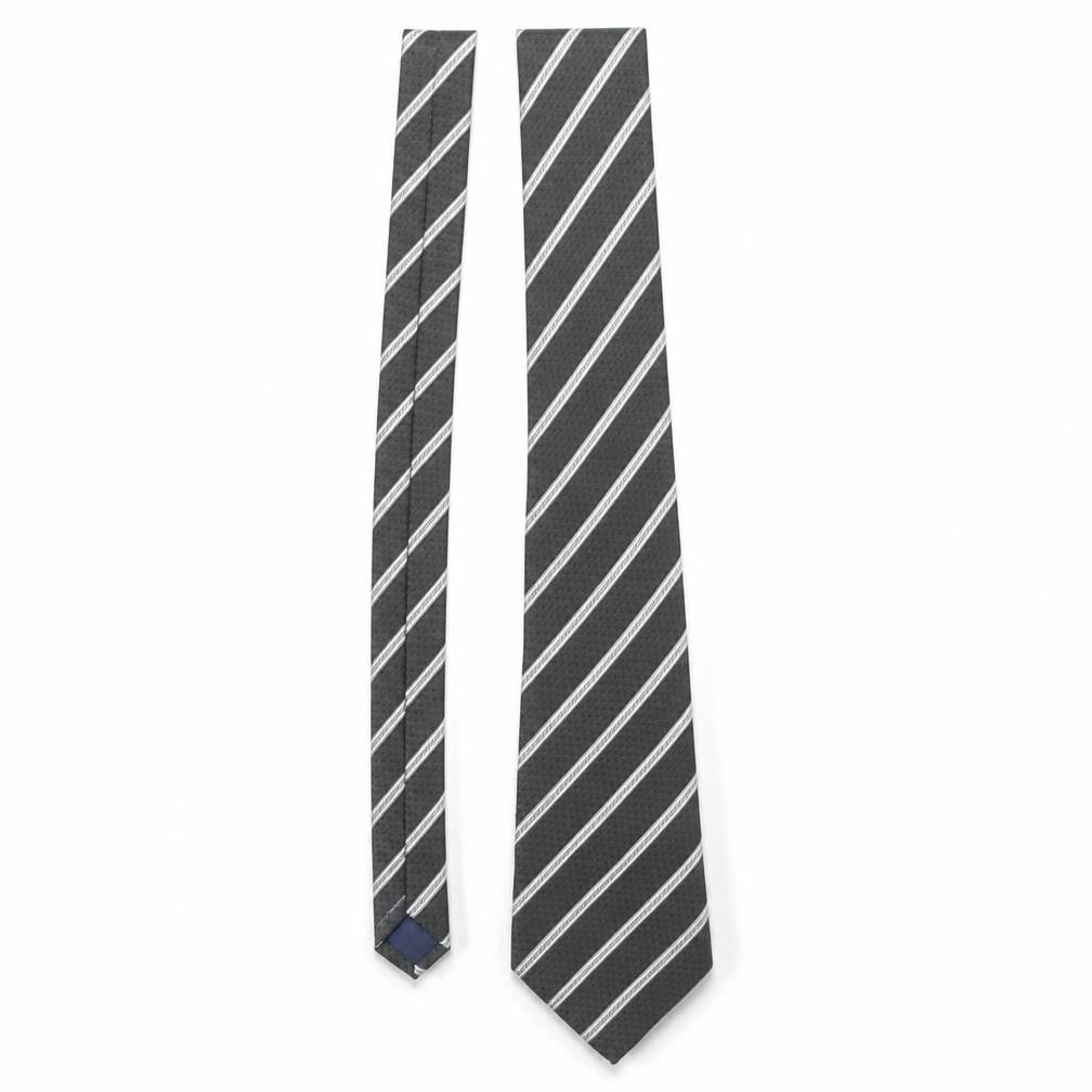 Mens Preworn Black Striped  Pointed Tie