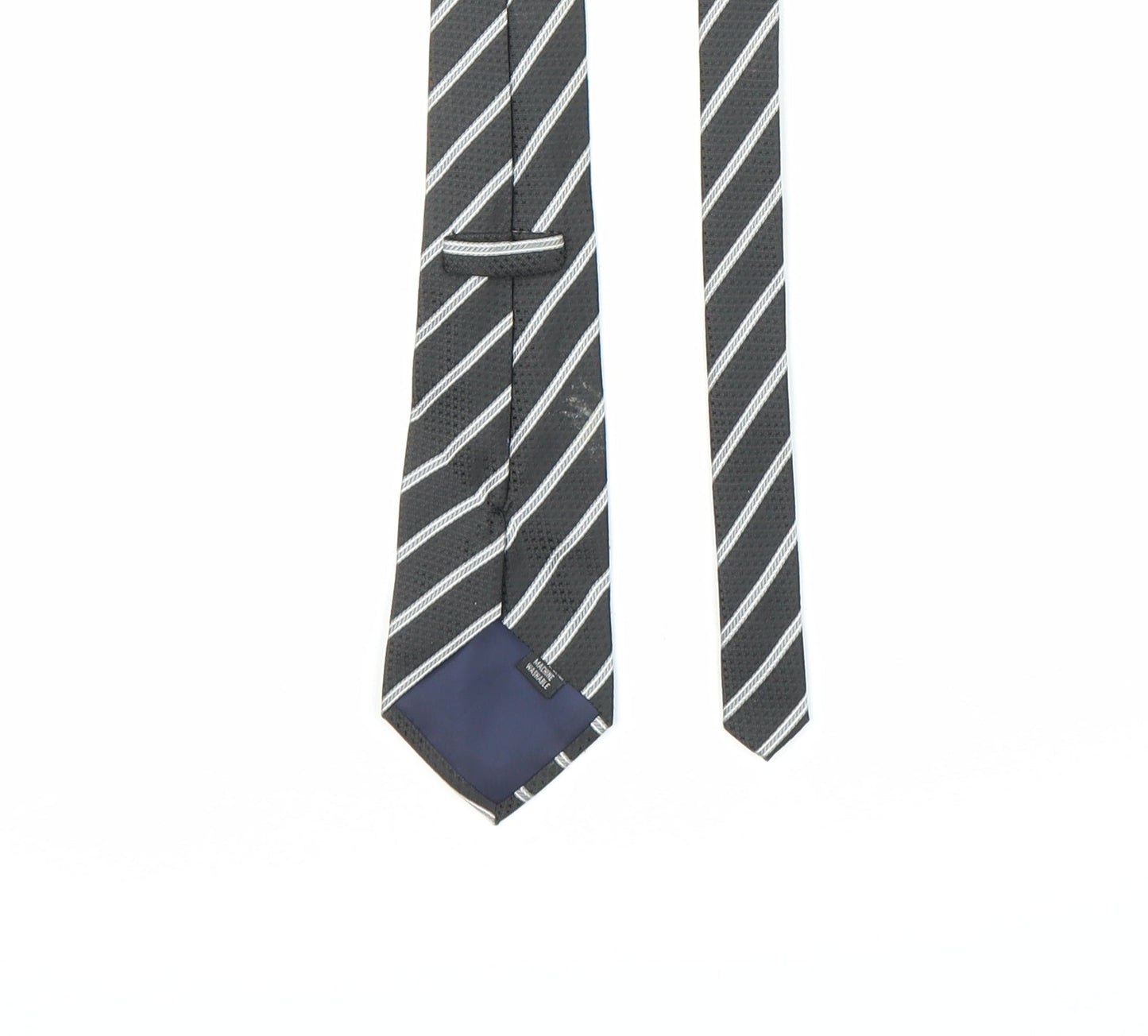 Preworn Mens Black Striped  Pointed Tie One Size