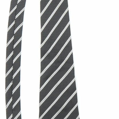 Preworn Mens Black Striped  Pointed Tie One Size