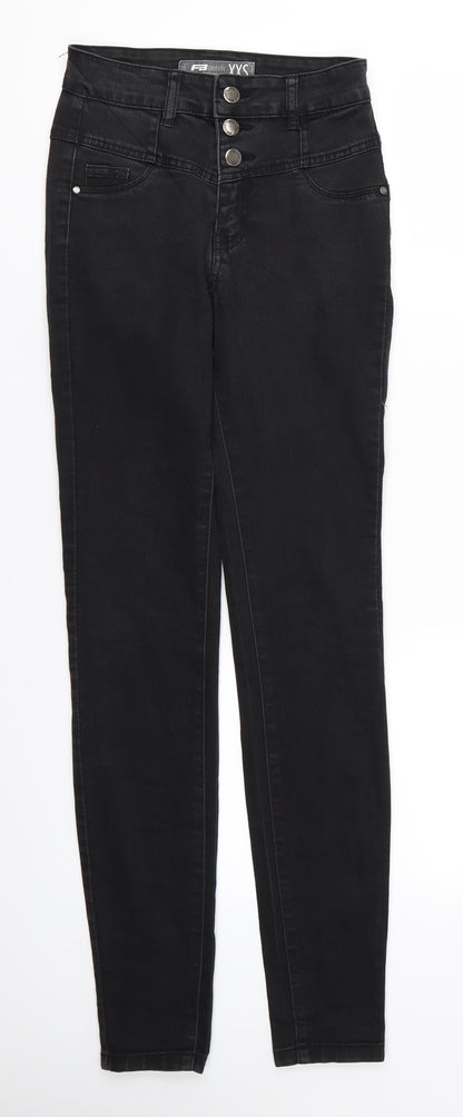 Womens UK Size 2XS FB Sister Regular Fit Skinny Black Jeans
