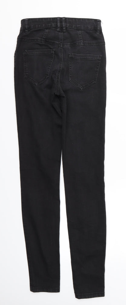 Womens UK Size 2XS FB Sister Regular Fit Skinny Black Jeans