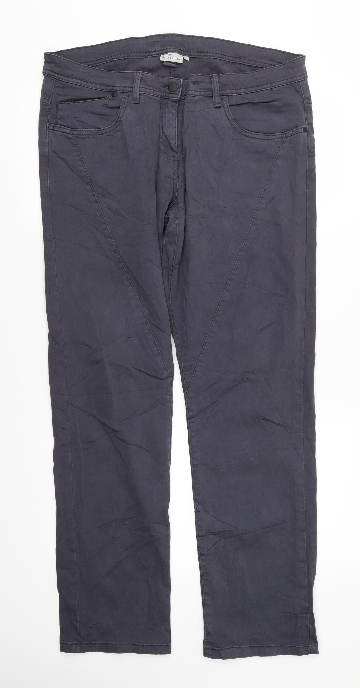 Womens UK Size 12 Blue Motion Regular Fit Straight Grey Jeans