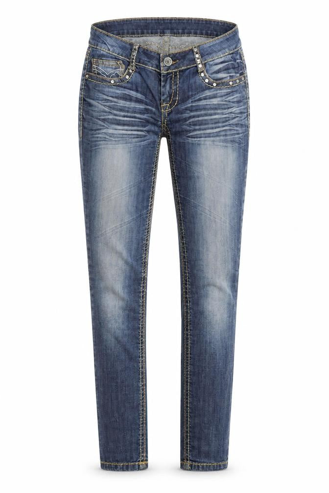 Womens UK Size M Gold SK Regular Fit Skinny Blue Jeans