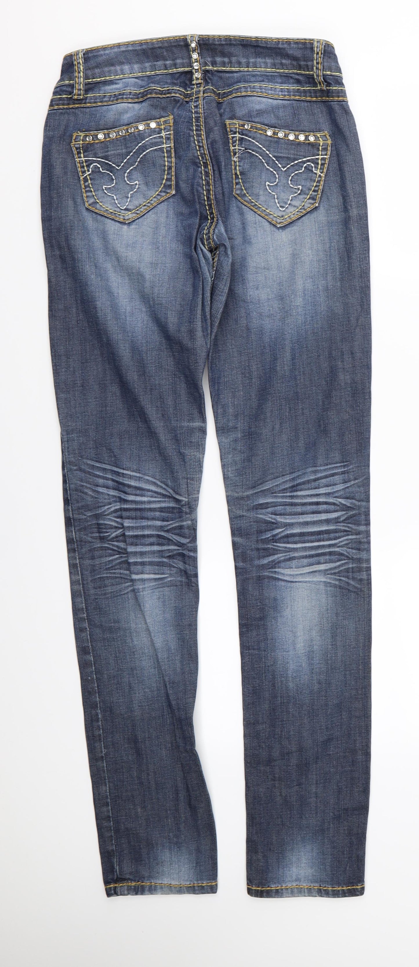 Womens UK Size M Gold SK Regular Fit Skinny Blue Jeans
