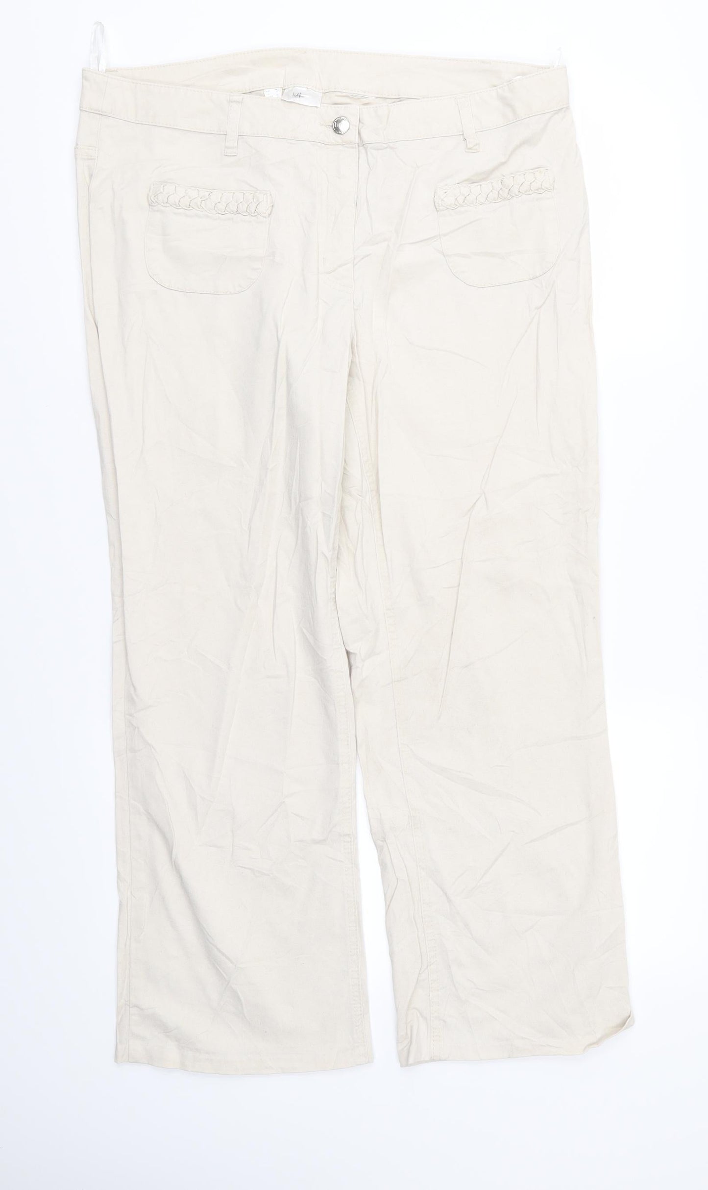 Womens UK Size 18 Preworn Regular Fit  Beige Trousers