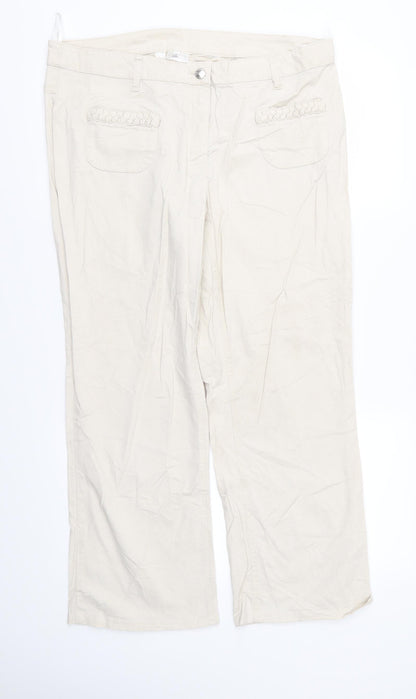 Womens UK Size 18 Preworn Regular Fit  Beige Trousers
