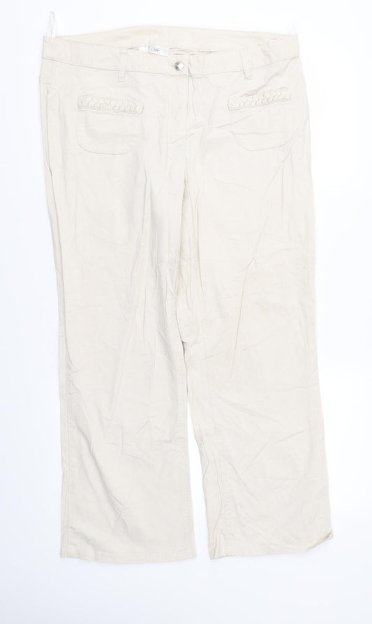 Womens UK Size 18 Preworn Regular Fit  Beige Trousers