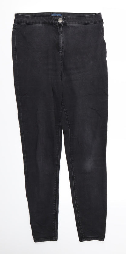 Womens UK Size 12 Papaya Regular Fit Skinny Black Jeans