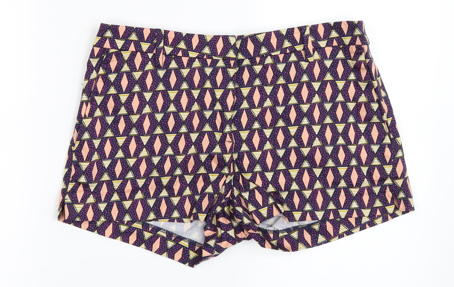 H&M Womens Blue Geometric  Hot Pants Shorts Size 38