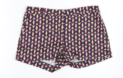 H&M Womens Blue Geometric  Hot Pants Shorts Size 38