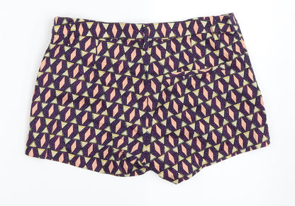 H&M Womens Blue Geometric  Hot Pants Shorts Size 38