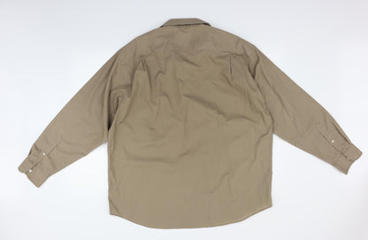 Mens UK Size 18 Peter England Beige  Button-Up Long Sleeve Casual Shirt