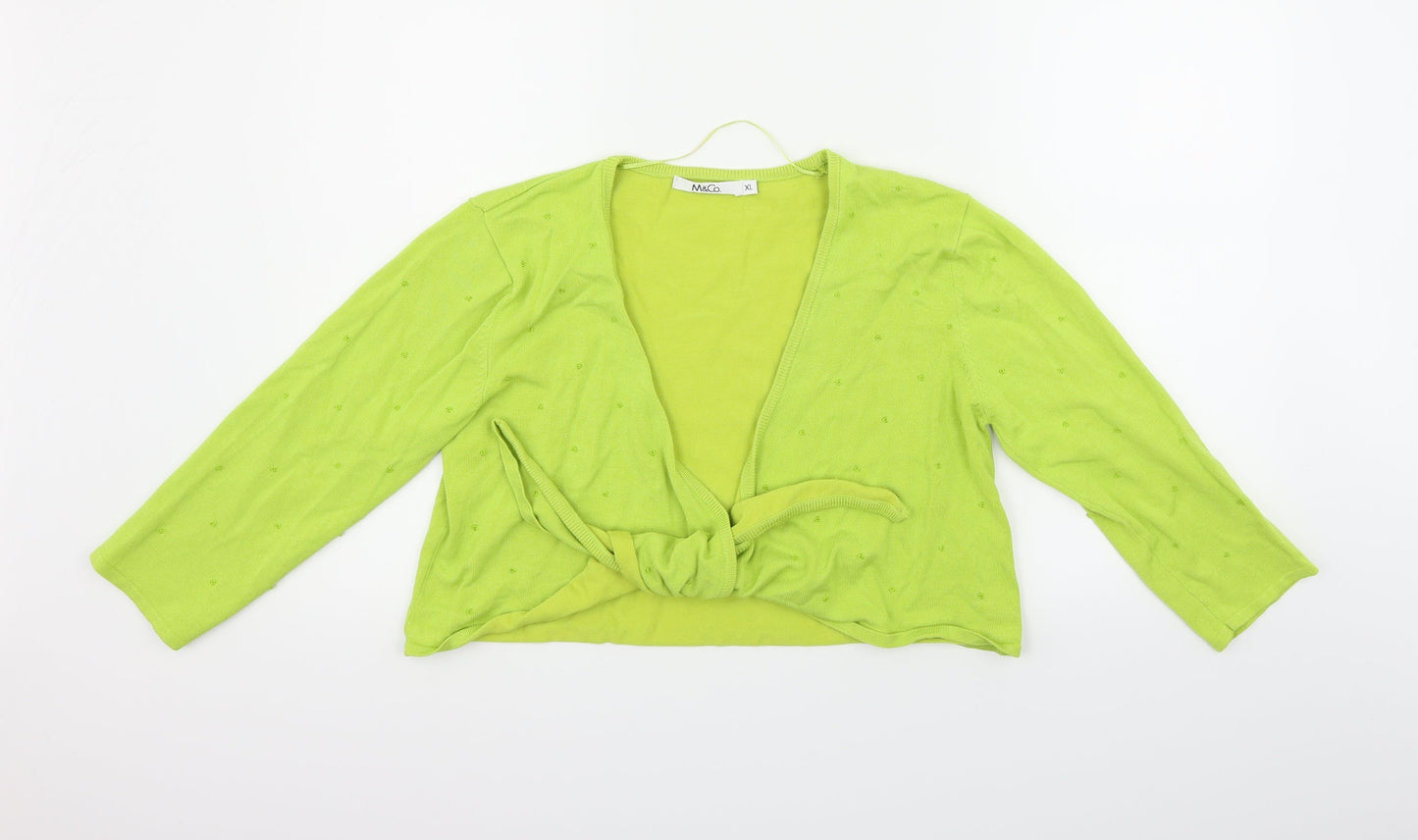 M&Co Womens Green   Cardigan Jumper Size XL