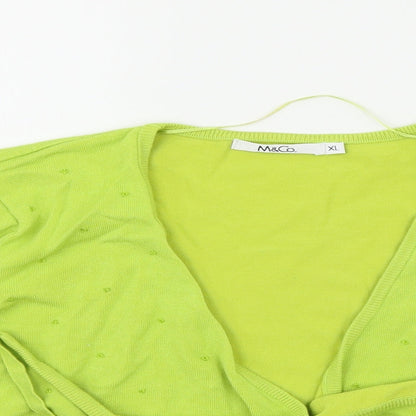 M&Co Womens Green   Cardigan Jumper Size XL