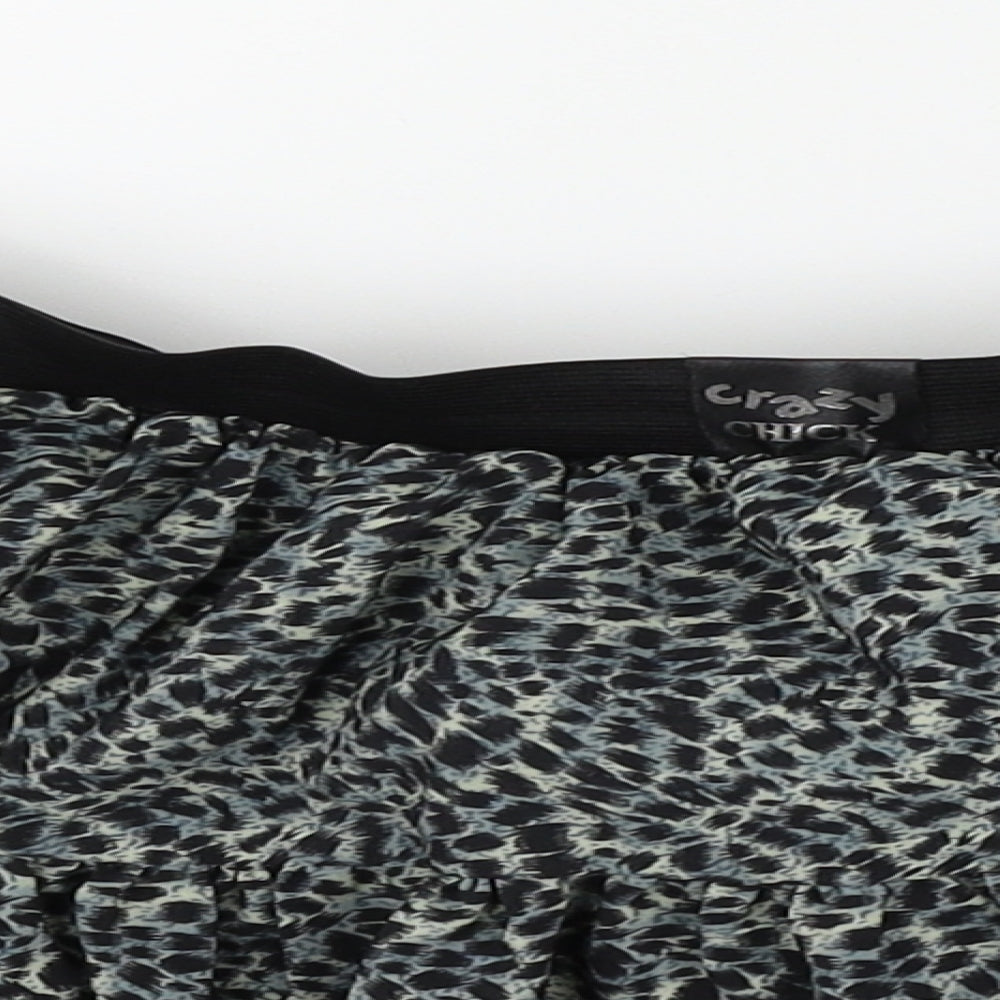 Crazy chick Girls Grey Animal Print  Flare Skirt One Size