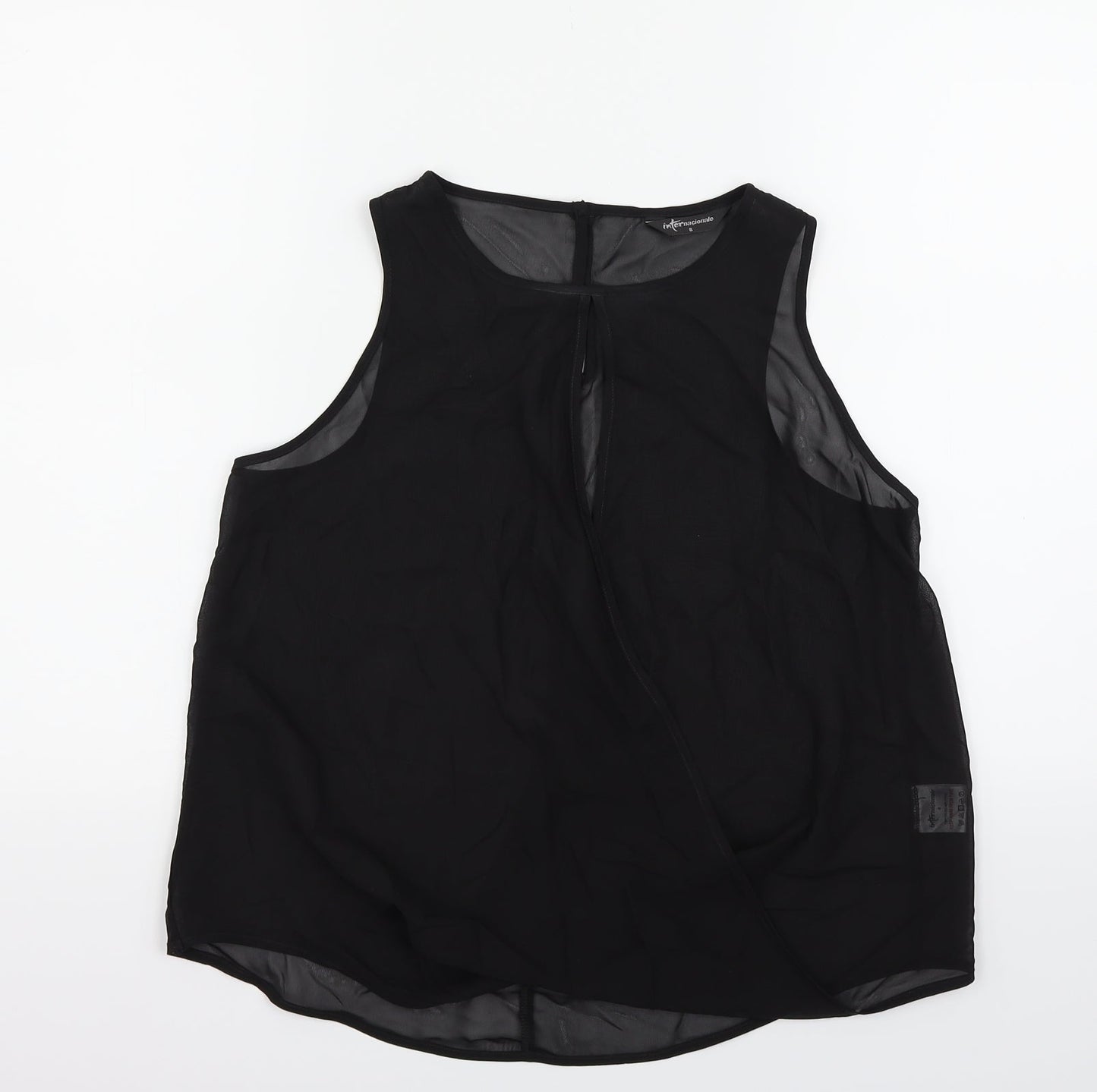 Womens UK Size 8 Internacionale Black Basic T-Shirt
