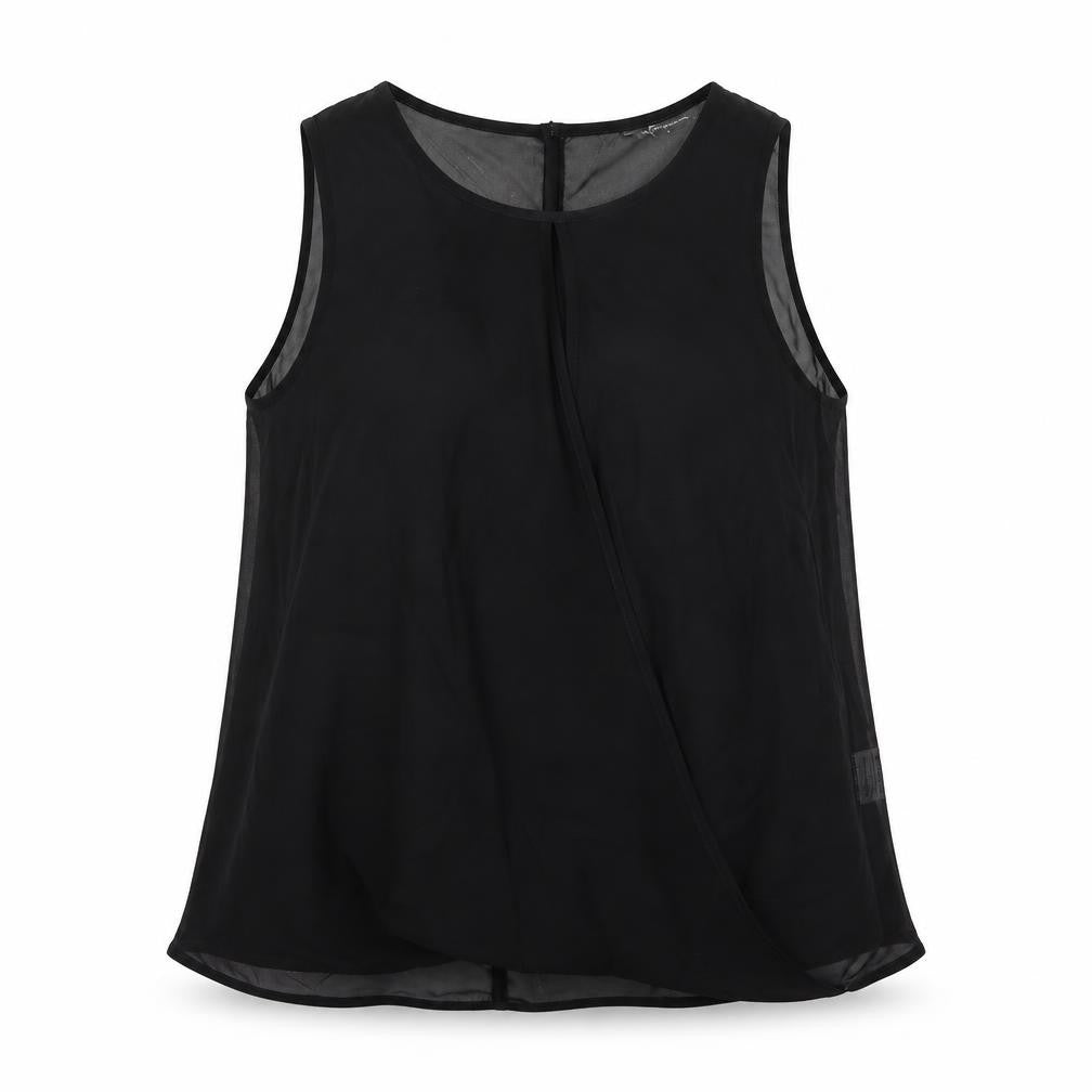 Womens UK Size 8 Internacionale Black Basic T-Shirt
