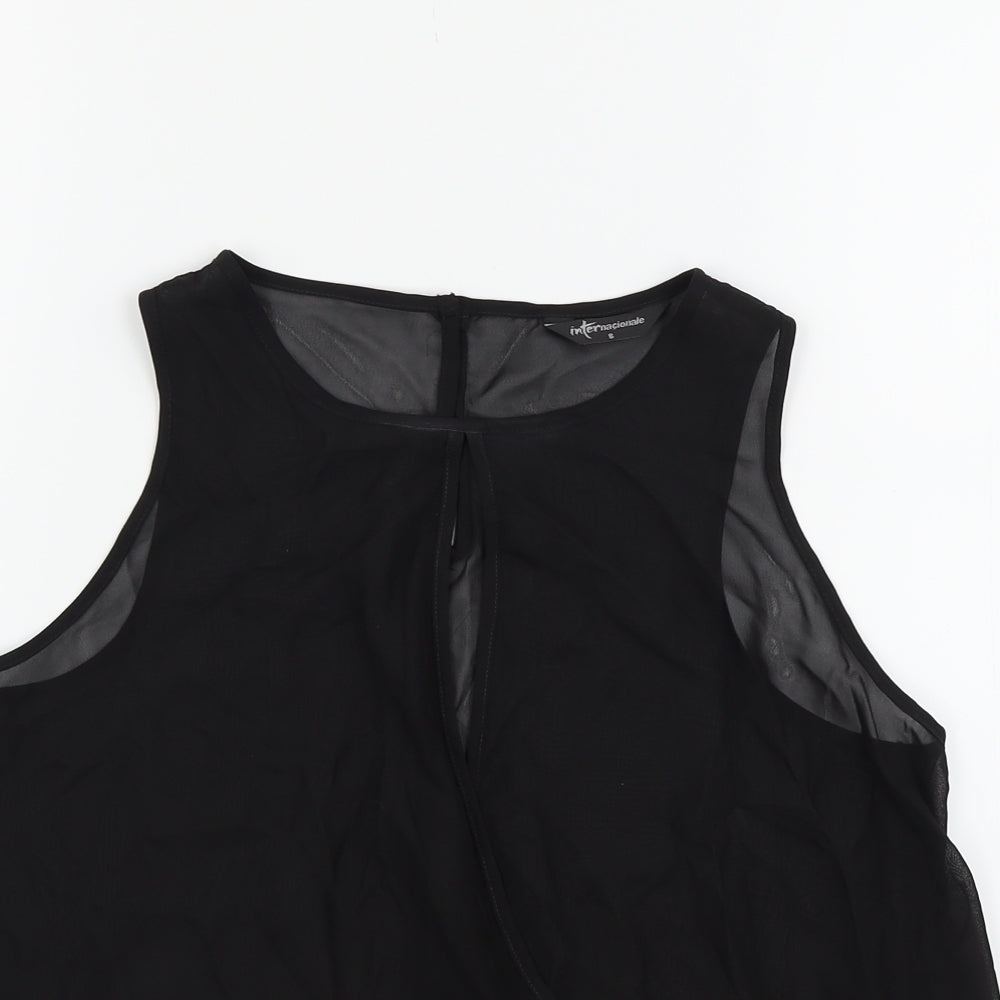 Womens UK Size 8 Internacionale Black Basic T-Shirt
