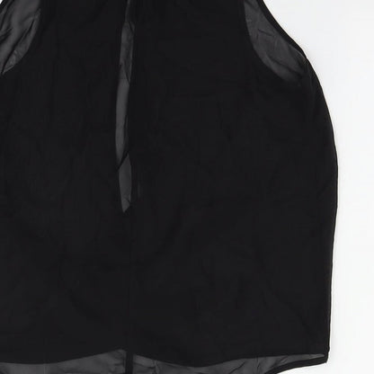 Womens UK Size 8 Internacionale Black Basic T-Shirt