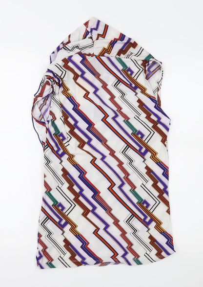 Double II Womens White Geometric  Basic Blouse One Size