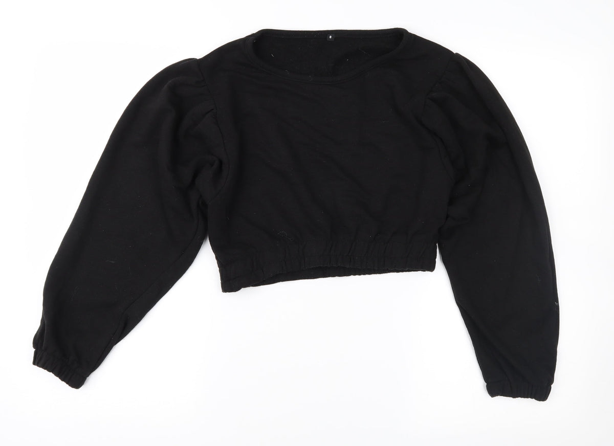 Womens Black   Pullover Sweatshirt Size 8  - Cropped