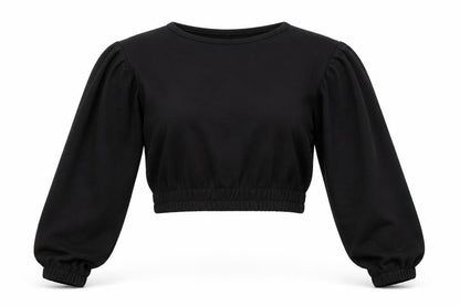 Womens Black   Pullover Sweatshirt Size 8  - Cropped