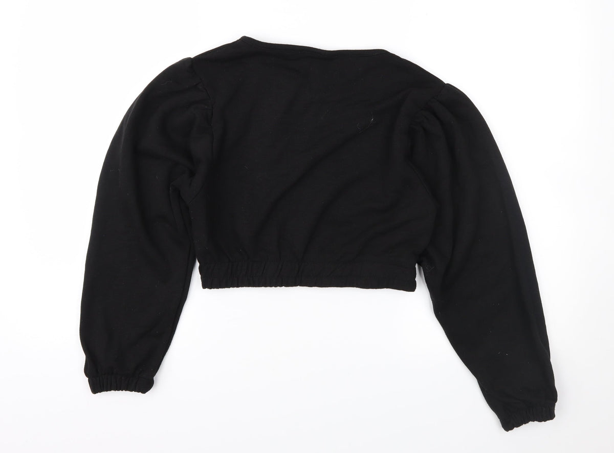 Womens Black   Pullover Sweatshirt Size 8  - Cropped